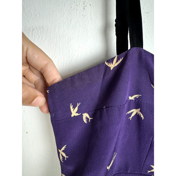 Yumi Kim Purple Silk Sweetheart Preppy Hipster Sparrow Sleeveless Mini Dress - Picture 11 of 12